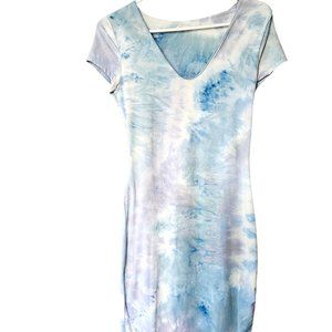 Blue Tied-Dye Bodycon Dress